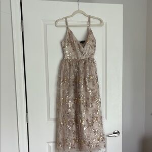 Lulu's Gold Midi Sundress for Wedding Guests